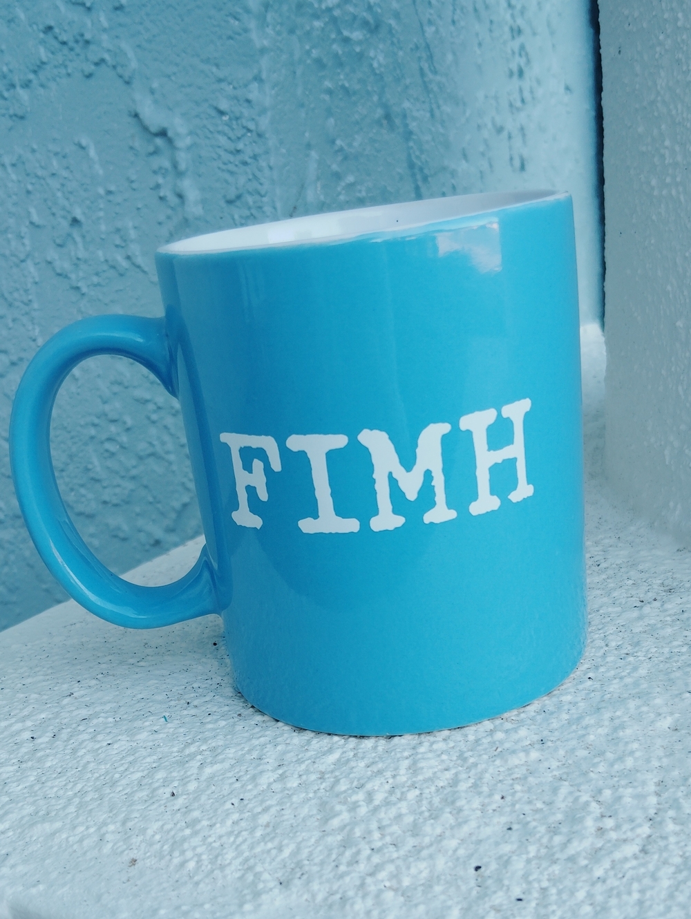 Boston Warehouse FIMH Forever In My Heart Blue Ceramic Coffee Mug Novelty Cup